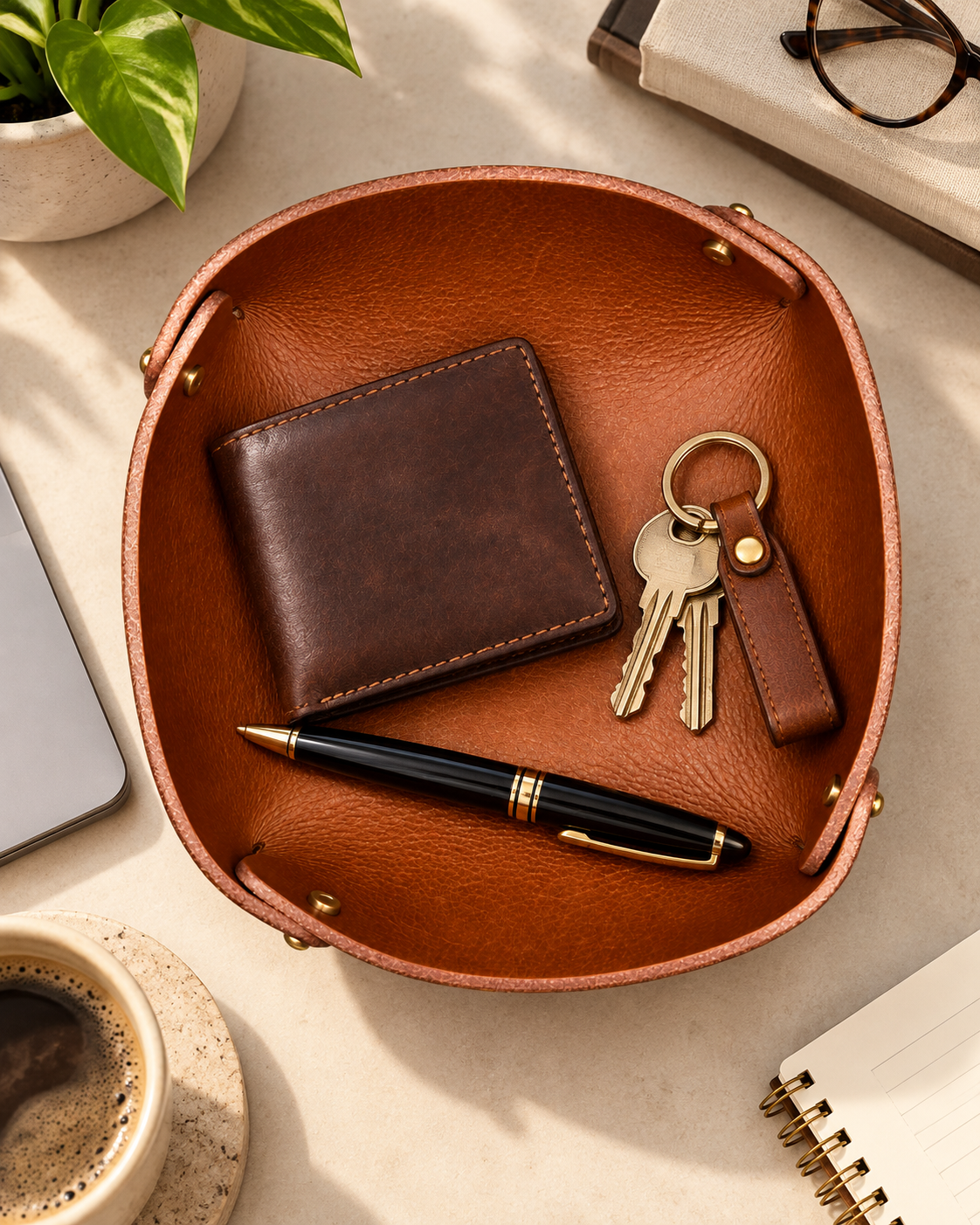 Personalized Leather Valet Tray